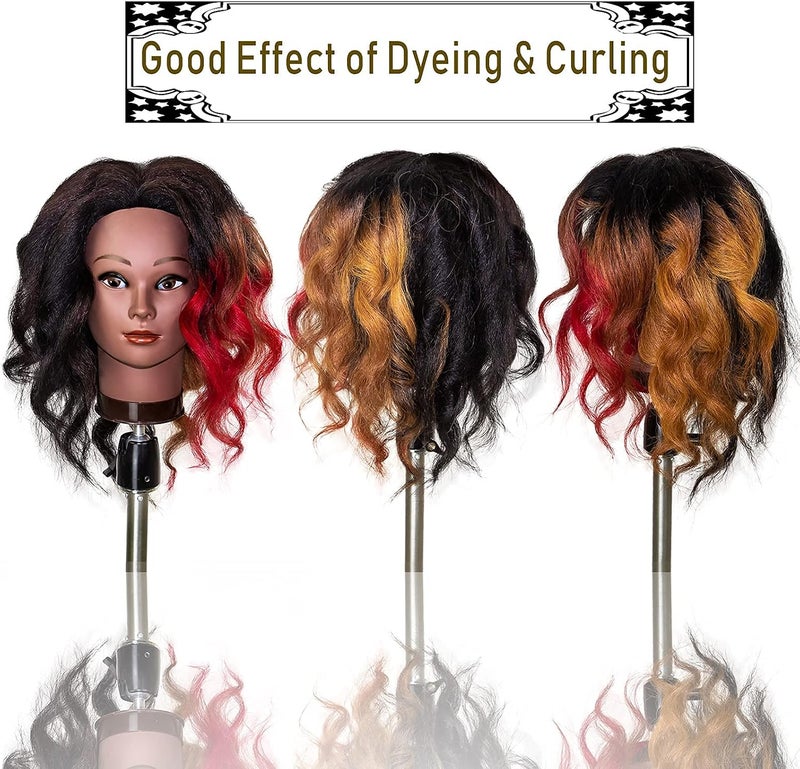 MILLYSHINE Mannequin Head With Human Hair,16",Braiding Styling Doll Head,Beauty School Manikin Head,Curling Dyeing Hairdresser Practice Training Head - Image 3