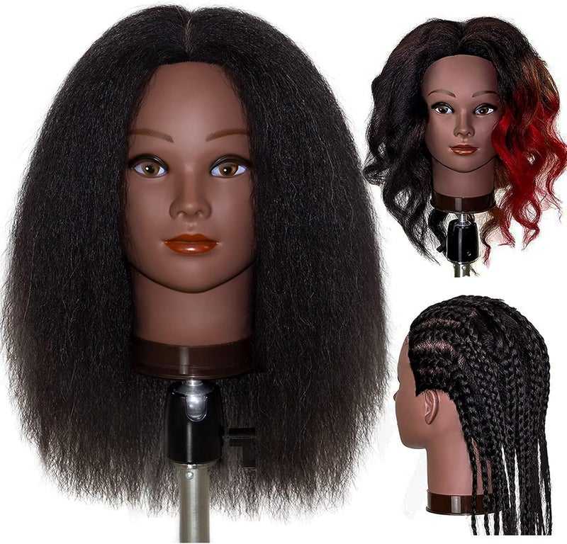 MILLYSHINE Mannequin Head With Human Hair,16",Braiding Styling Doll Head,Beauty School Manikin Head,Curling Dyeing Hairdresser Practice Training Head - Image 1