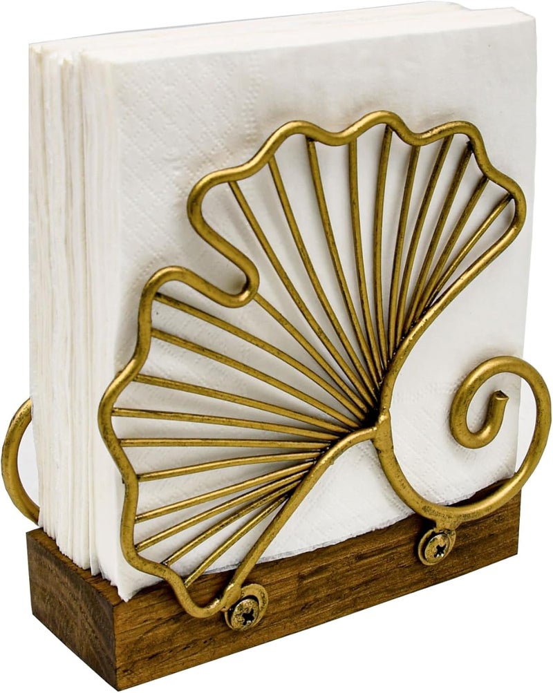 Owlgift Leaves Vertical Napkin Holder Contemporary Disposable Paper Hand Tower Storage Tray Caddy Metal Paper Storage for Kitchen Stylish Towel Dispenser Mail Letter Sorter Rack Document File Organizer - Image 3