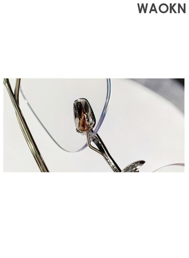 WAOKN Blue Light Blocking Glasses Suitable for Men and Women Reading UV Protection Eye Fatigue Prevention Computer Reading Games and TV,Frameless anti blue light glasses, ultra light small box artistic glasses, light luxury style cut edge glasses. - Image 2