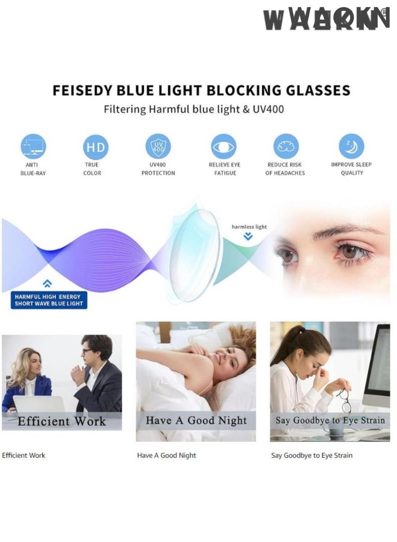 WAOKN Blue Light Blocking Glasses Suitable for Men and Women Reading UV Protection Eye Fatigue Prevention Computer Reading Games and TV,Frameless anti blue light glasses, ultra light small box artistic glasses, light luxury style cut edge glasses. - Image 5