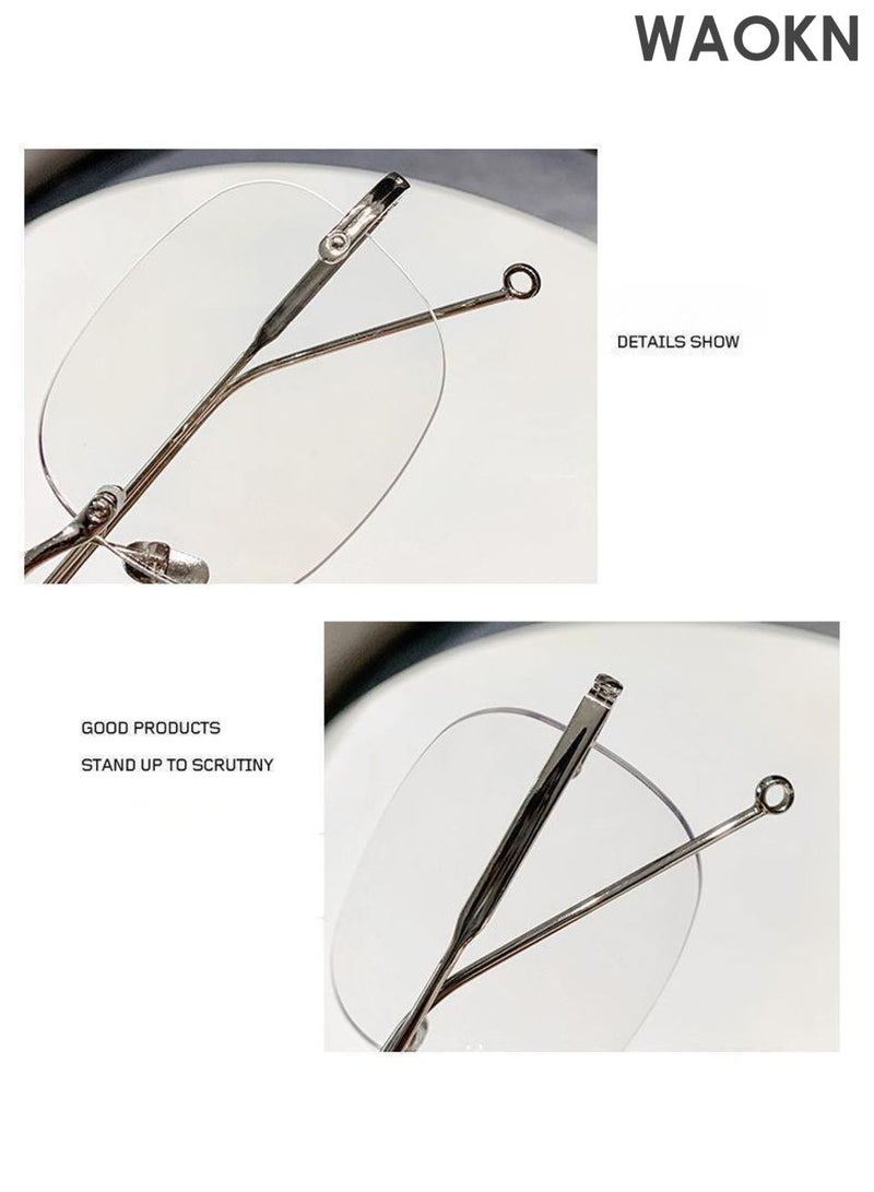 WAOKN Blue Light Blocking Glasses Suitable for Men and Women Reading UV Protection Eye Fatigue Prevention Computer Reading Games and TV,Frameless anti blue light glasses, ultra light small box artistic glasses, light luxury style cut edge glasses. - Image 4