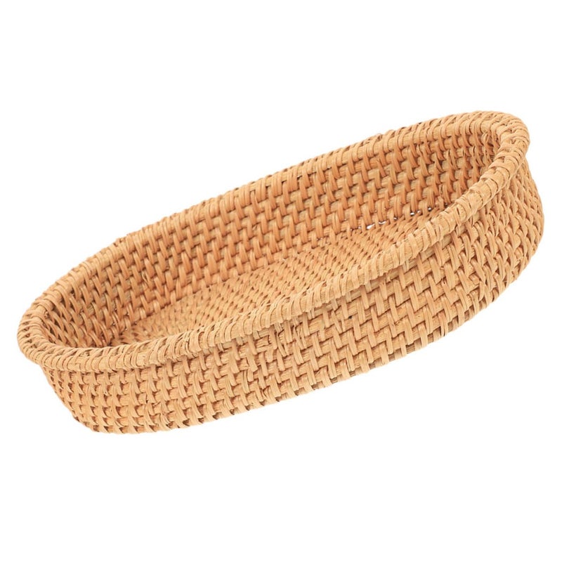 Woven Rattan Oval Storage Basket 20x12x4cm for Kitchen Dining Table Organization - Image 2
