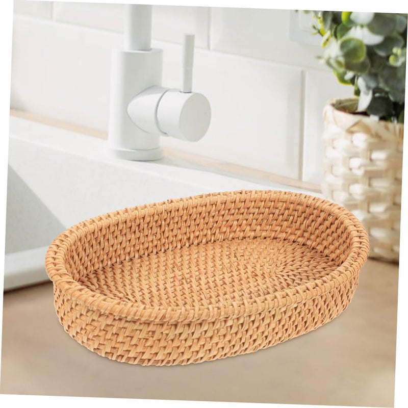 Woven Rattan Oval Storage Basket 20x12x4cm for Kitchen Dining Table Organization - Image 4