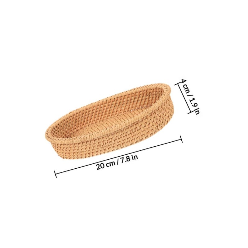Woven Rattan Oval Storage Basket 20x12x4cm for Kitchen Dining Table Organization - Image 3