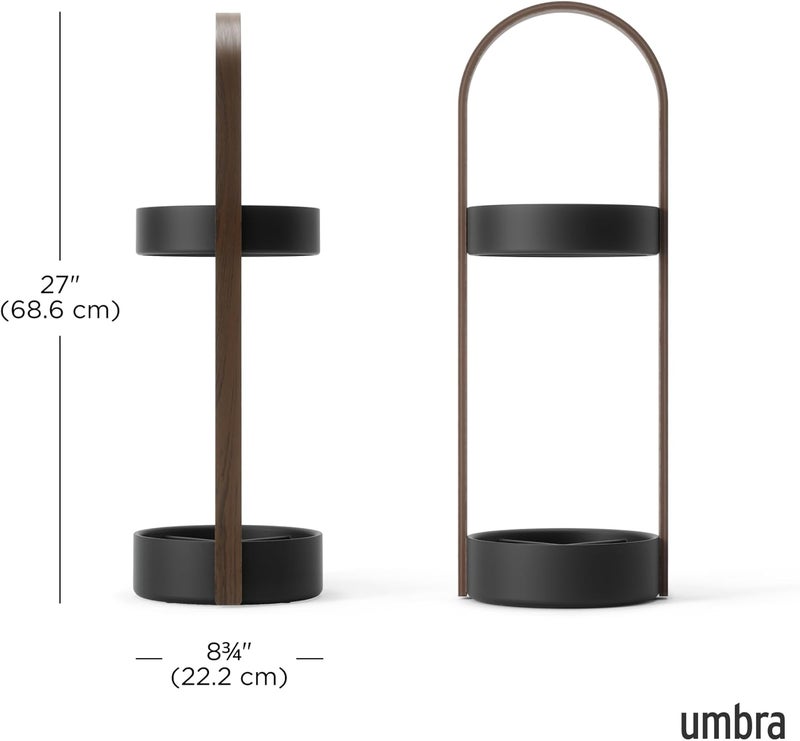 UMBRA Space Saving Hub Umbrella Stand, Black/Walnut - Image 3