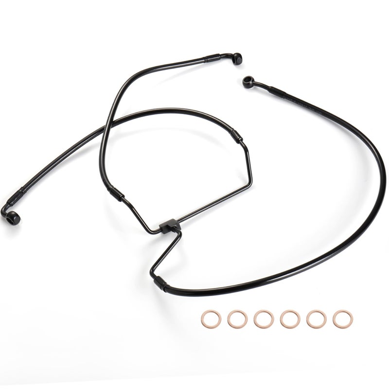 Prewired Front Dual Disc Brake Line 14 Handlebars 4 Extension Brake Cable NO ABS for Harley 20142023 Touring Road KingRoad GlideStreet GlideElectra Glide Models Stainless Steel Braided Black - Image 2