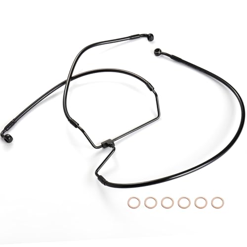 Prewired Front Dual Disc Brake Line 14 Handlebars 4 Extension Brake Cable NO ABS for Harley 20142023 Touring Road KingRoad GlideStreet GlideElectra Glide Models Stainless Steel Braided Black - Image 1