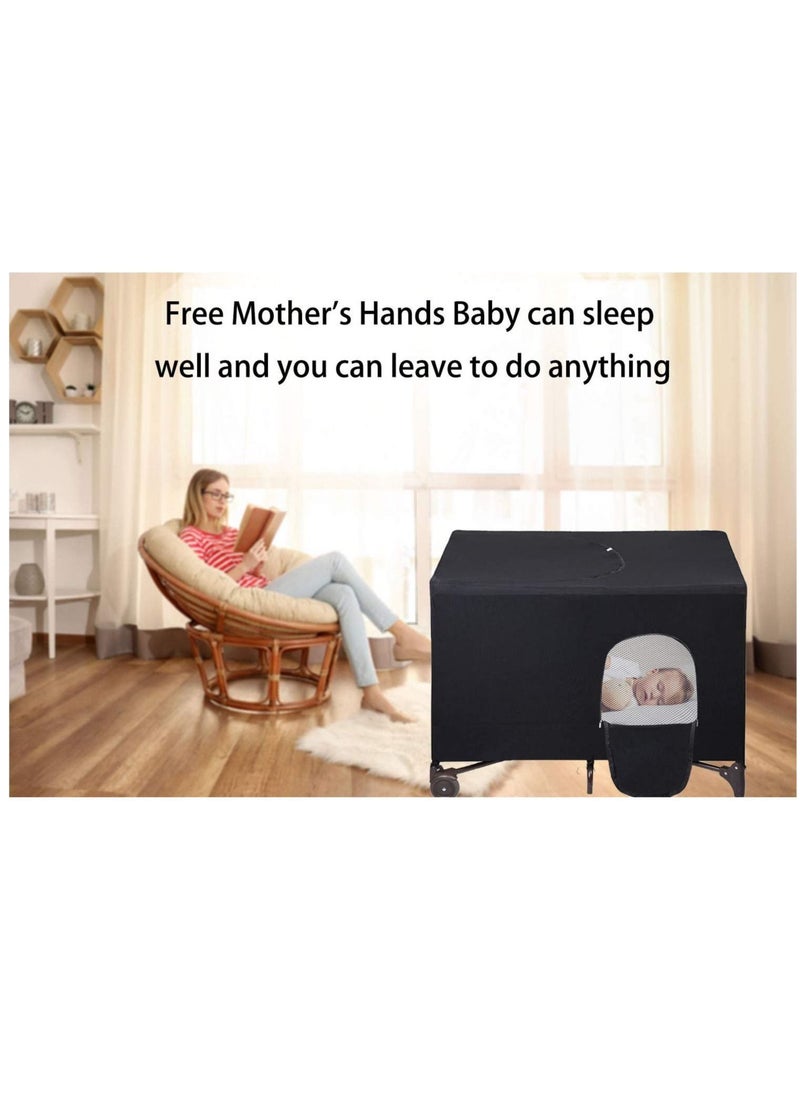 MIXDE - Crib Blackout Cover Pack and Play Travel Crib Canopy Stretchy Breathable Baby Netting Cover/Tent for Indoor or Outdoor Portable Playard to Sleeping or Play - Image 1