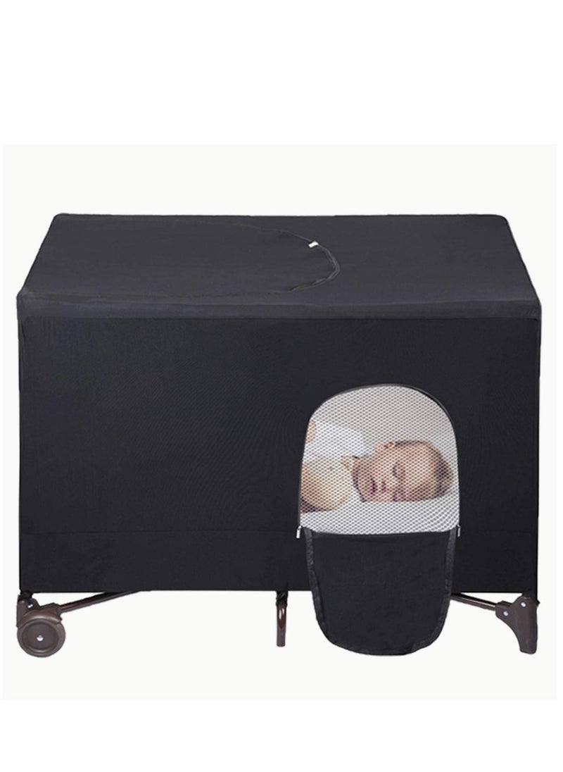 MIXDE - Crib Blackout Cover Pack and Play Travel Crib Canopy Stretchy Breathable Baby Netting Cover/Tent for Indoor or Outdoor Portable Playard to Sleeping or Play - Image 1