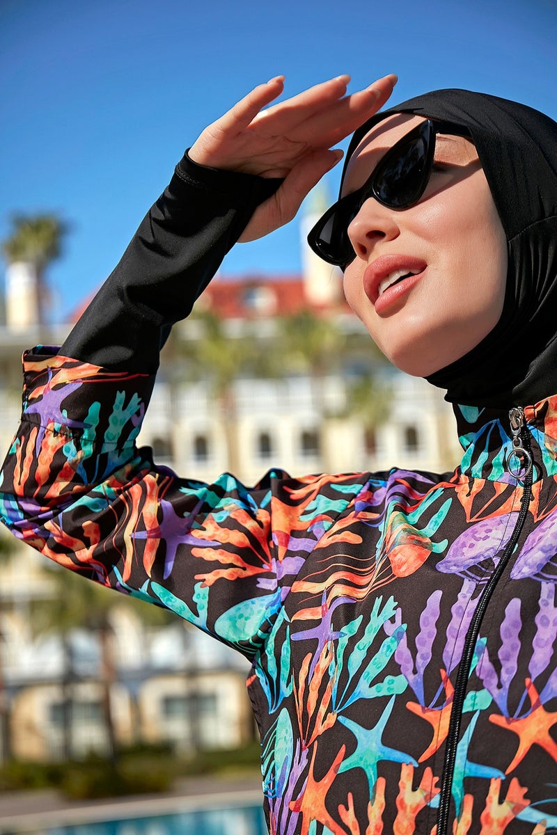Remsa Mayo Remsa Swimsuit Remsa Front Covered Full Covered Hijab Swimsuit R105 Coral  - Image 2