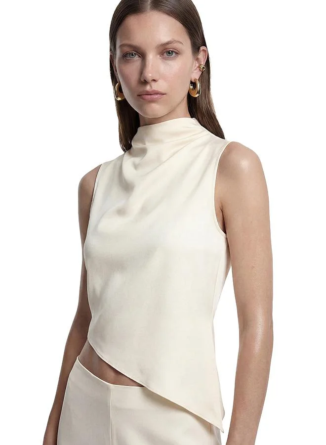 كوتون Asymmetric Sleeveless Satin Blouse