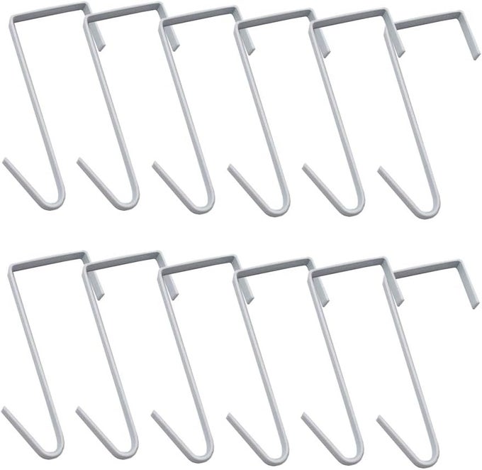 12 PACK WHITE SMART OVER THE DOOR HOOK2 SIDE METAL Z HOOKSS HOOKS FOR HANGING COATSBAGSTOWELS FOR BATHROOMKITCHENOFFICE
