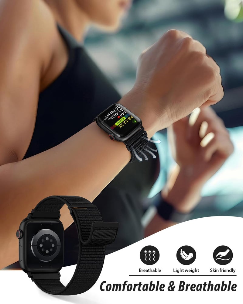 Sunnywoo Nylon Loop Sport Band Compatible with Apple Watch Bands 44mm 45mm 46mm 49mm 42mm for Women Men, iWatch Wrist Straps for Ultra 3 2, Se, Series 11 10 9 8 7, Breathable, Soft Band Ideal for Outdoor - Image 4