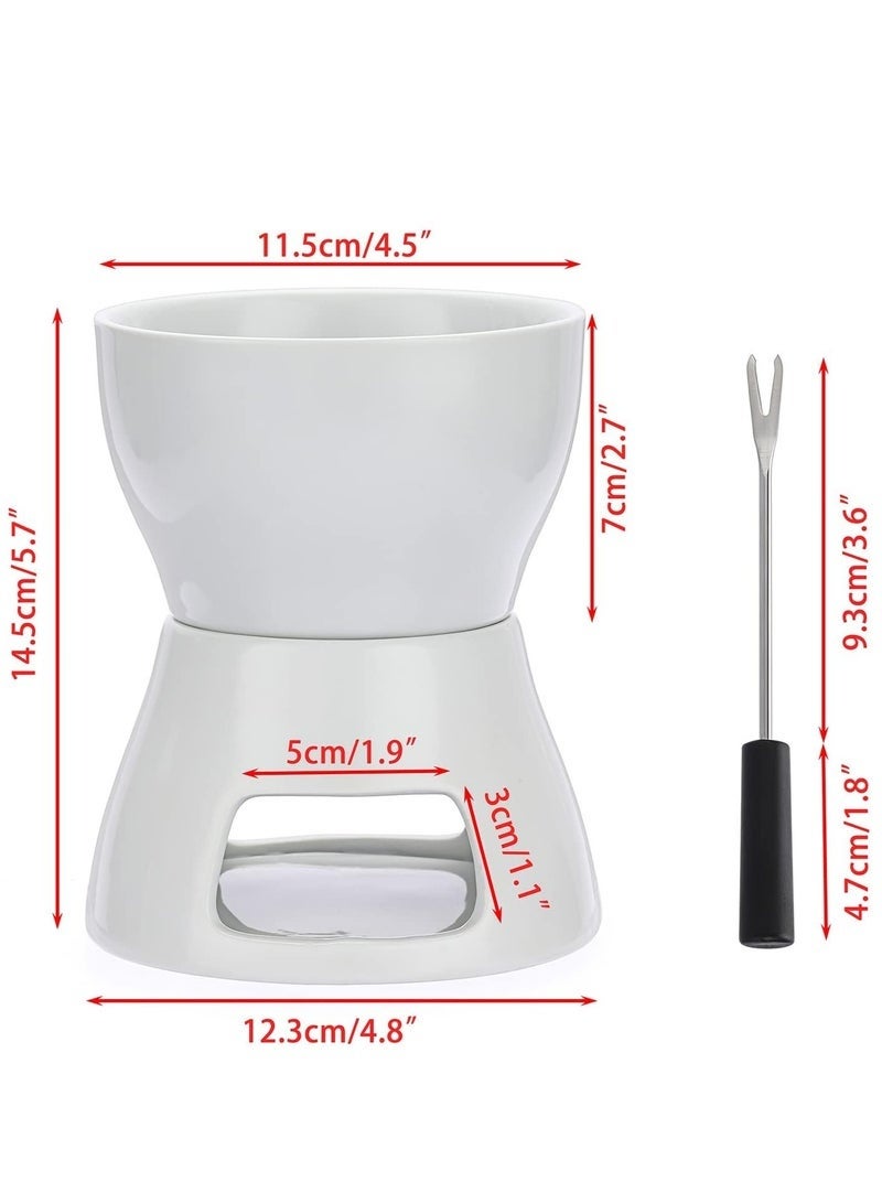 كيلا وعاء فوندو الشوكولاتة، وعاء سيراميك لصهر الشوكولاتة، طقم فوندو شوكولاتة بتسخين الشموع مع 4 شوك للشوكولاتة/الجبن/الزبدة/الحلوى، مذيب شوكولاتة سيراميك، أدوات مطبخ منزلية الصنع - Image 5