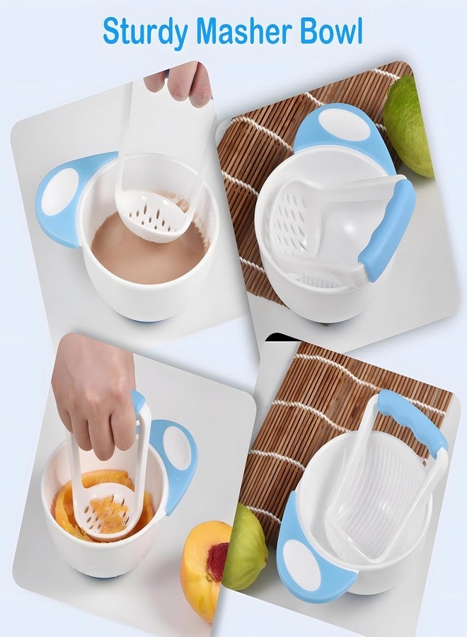 24x7 eMall Baby Feeding Set, 12 Pieces, New Born Tableware Set, Fruit Teat, Baby Bowl with Suction Cup, Baby Spoon, Baby Food Dispenser Spoon, Bib Baby, Grinding Bowl for Children Complete Kit Blue - Image 3