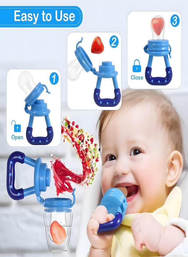 24x7 eMall Baby Feeding Set, 12 Pieces, New Born Tableware Set, Fruit Teat, Baby Bowl with Suction Cup, Baby Spoon, Baby Food Dispenser Spoon, Bib Baby, Grinding Bowl for Children Complete Kit Blue - Image 5
