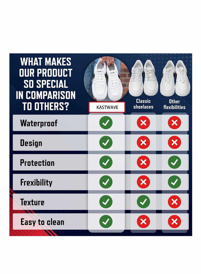 SYOSI أربطة أحذية بدون رباط للأطفال والكبار، أربطة مرنة للأحذية الرياضية، أربطة أحذية مسطحة من السيليكون بدون رباط لأحذية الجري - Image 3