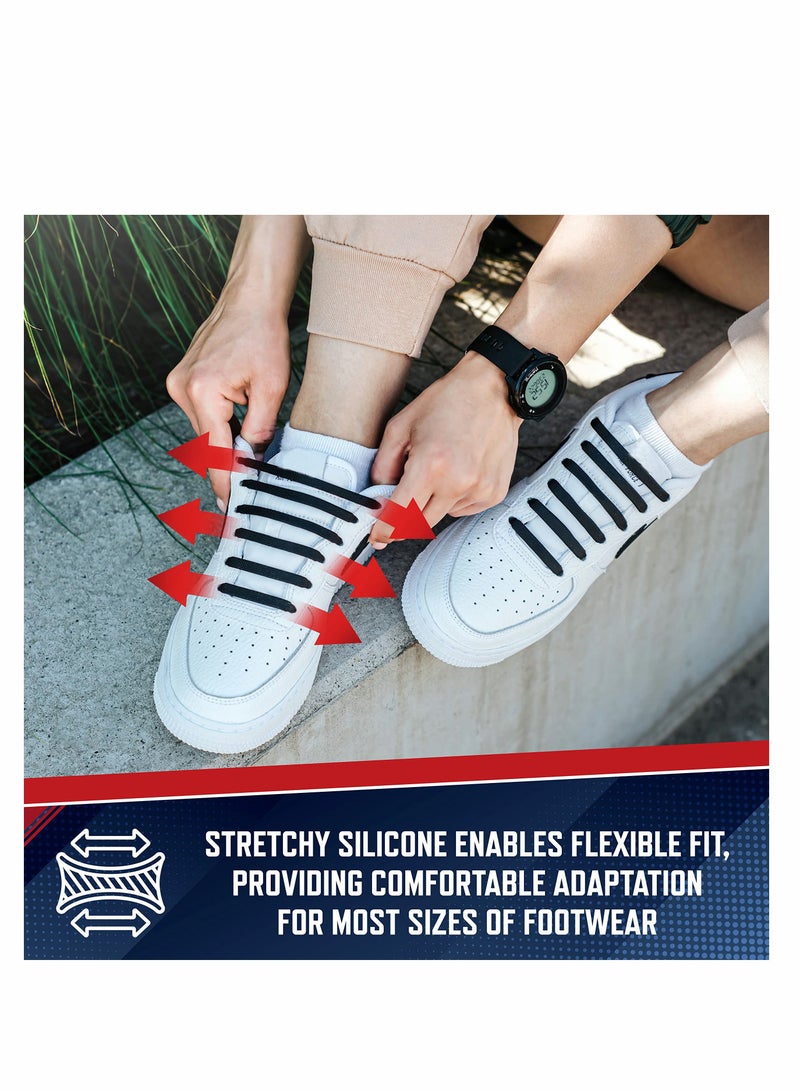 SYOSI أربطة أحذية بدون رباط للأطفال والكبار، أربطة مرنة للأحذية الرياضية، أربطة أحذية مسطحة من السيليكون بدون رباط لأحذية الجري - Image 4