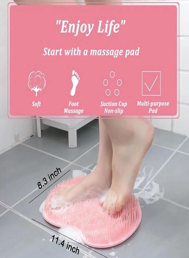 ZURITY 2-Pack Shower Foot Scrubber Mat – Silicone Back & Foot Scrubber with Strong Suction Cups, Wall Mounted Bath Massage Pad for Deep Cleaning & Exfoliation – Anti-Slip Shower Cleaner for Men & Women (Multicolor) - Image 4