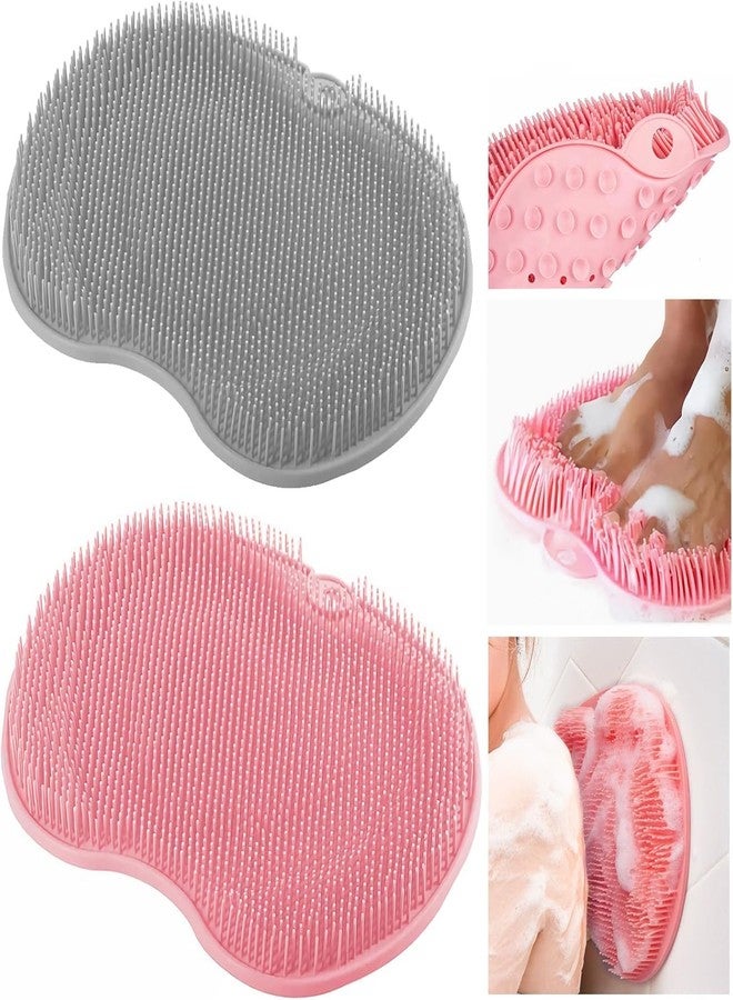 ZURITY 2-Pack Shower Foot Scrubber Mat – Silicone Back & Foot Scrubber with Strong Suction Cups, Wall Mounted Bath Massage Pad for Deep Cleaning & Exfoliation – Anti-Slip Shower Cleaner for Men & Women (Multicolor) - Image 2