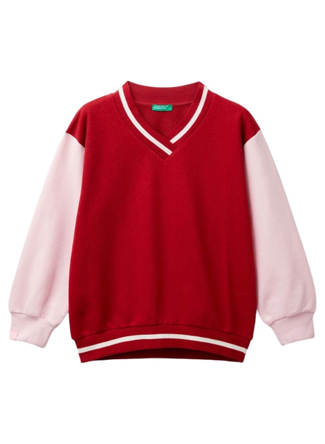 Benetton Boys V-neck Printed Back Sweater For Kids - Image 1