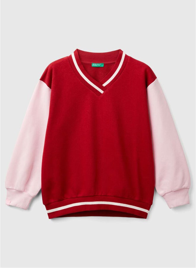 Benetton Boys V-neck Printed Back Sweater For Kids - Image 4