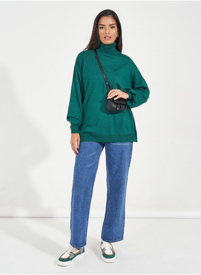 Oversized Longline Turtle Neck Sweater