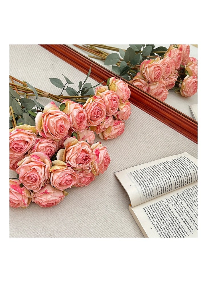 7pcs Lifelike Burnt Edge Roses,Silk flower rose,Preserved Everlasting Flowers,Luxury Vintage Decorative Flower Bouquet,for Wedding, Home Decor, Living Room, Gift - Image 2