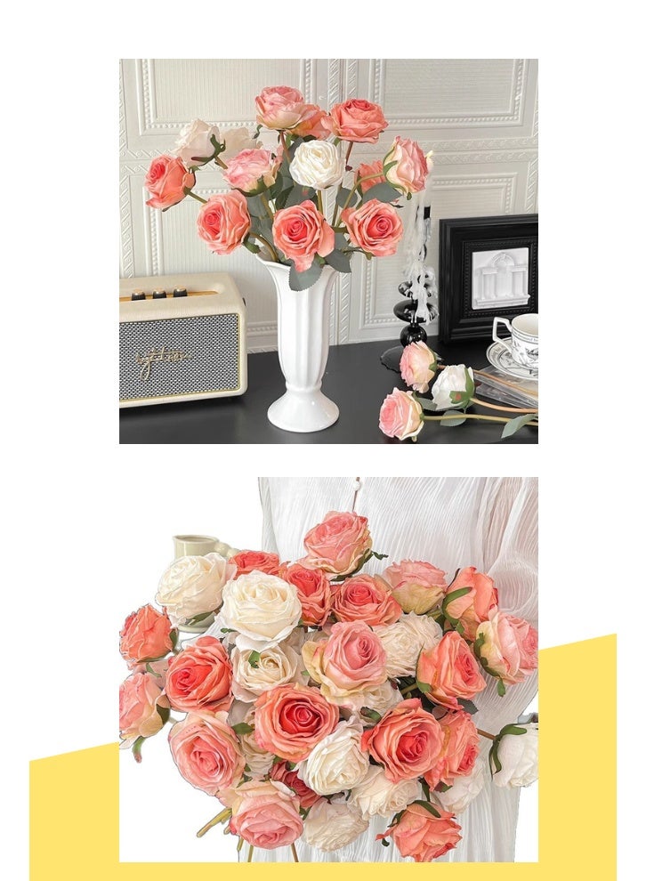 7pcs Lifelike Burnt Edge Roses,Silk flower rose,Preserved Everlasting Flowers,Luxury Vintage Decorative Flower Bouquet,for Wedding, Home Decor, Living Room, Gift - Image 4