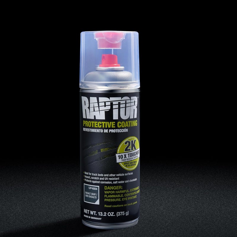U-POl Raptor 2K Bedliner Aerosol, Protective Coating, Spray-On Truck Bed Liner, Impact, Scratch & UV Resistant, Basalt Gray, 13.2 oz - Image 2
