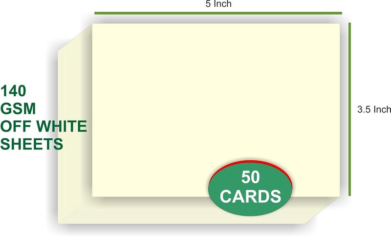 Imprint ورق كرتون أبيض مائل إلى الكريمي، بطاقات فهرسة 3.5" × 5"، سمك 140 جرام لكل متر مربع 50 في هذه العبوة - Image 3
