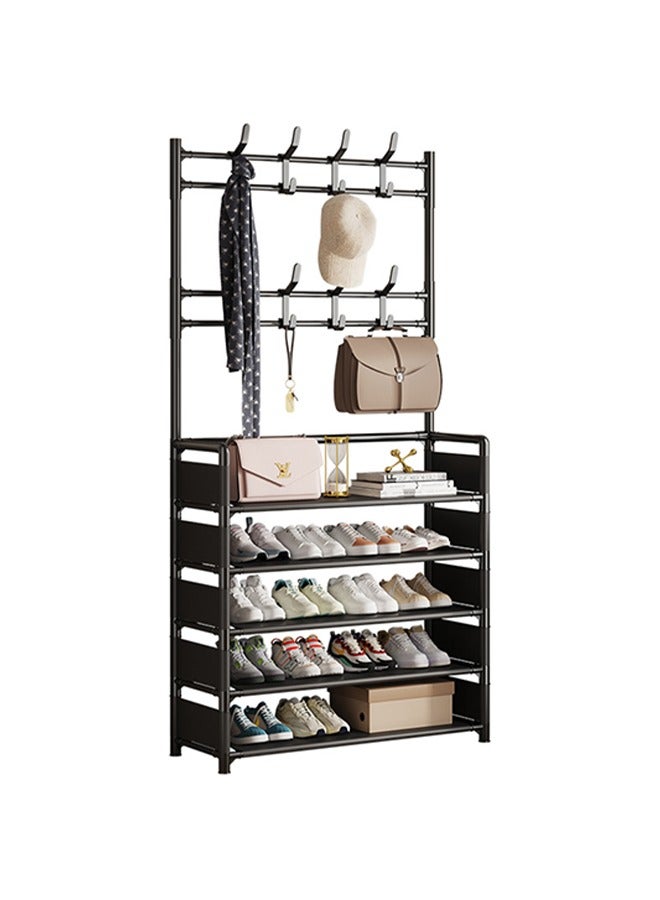 Loquat 2 in 1 Shoe Rack, Large Capacity Coat Rack with High-Load Coat Rack, Stable Support, Suitable for Storing Backpacks, Keys and Daily Shoes - Image 1