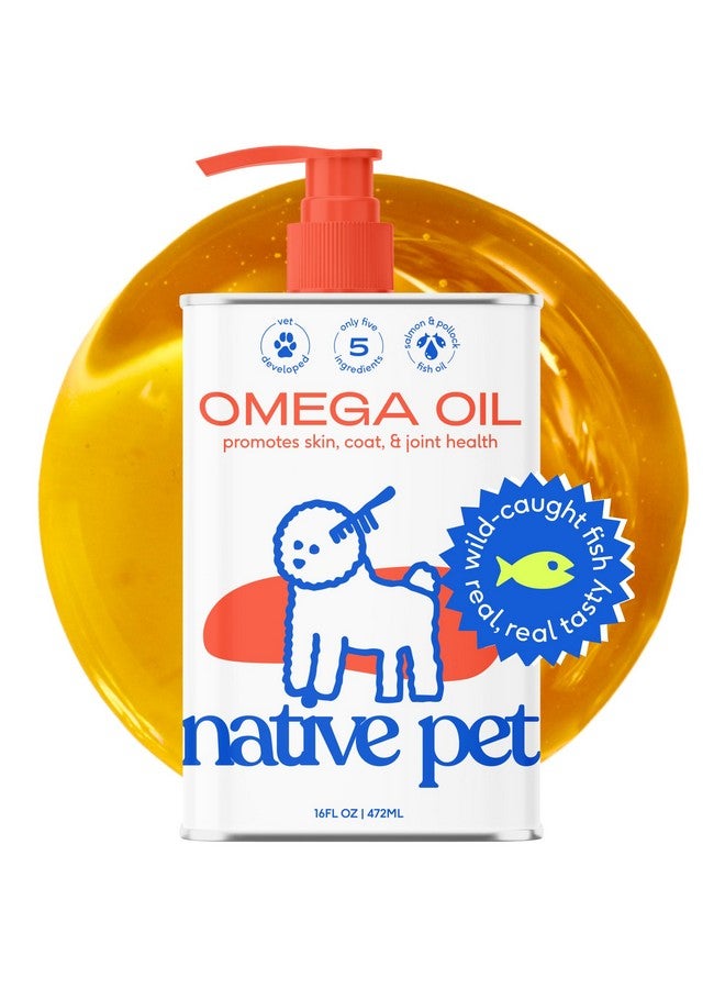 Native Pet Omega 3 Fish Oil for Dogs & Cats - Promotes Healthy Skin, Shiny Coat, & Strong Joints - Made with Wild Alaskan Salmon Oil for Dogs - Tasty, Fast-Absorbing Omega 3 6 9 Liquid Supplement-16oz - Image 1