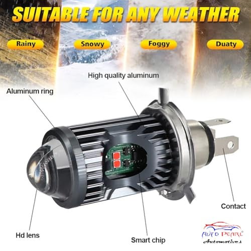 Auto Pearl Motorcycle H4 35W LED Headlight Dual Beam White and Yellow light and Red-Blue light with Flashing mode compatible with CB Unicorn (Pack of 1) - Image 2