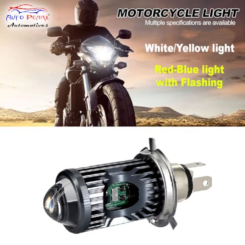 Auto Pearl Motorcycle H4 35W LED Headlight Dual Beam White and Yellow light and Red-Blue light with Flashing mode compatible with CB Unicorn (Pack of 1) - Image 5