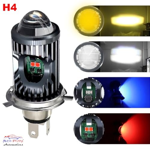 Auto Pearl Motorcycle H4 35W LED Headlight Dual Beam White and Yellow light and Red-Blue light with Flashing mode compatible with CB Unicorn (Pack of 1) - Image 3