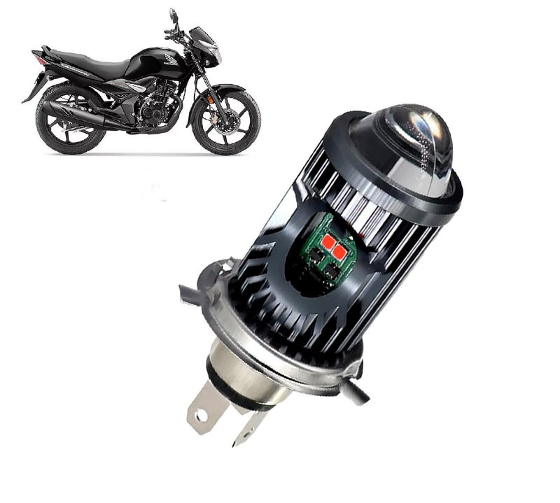 Auto Pearl Motorcycle H4 35W LED Headlight Dual Beam White and Yellow light and Red-Blue light with Flashing mode compatible with CB Unicorn (Pack of 1) - Image 1