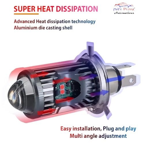 Auto Pearl Motorcycle H4 35W LED Headlight Dual Beam White and Yellow light and Red-Blue light with Flashing mode compatible with CB Unicorn (Pack of 1) - Image 4