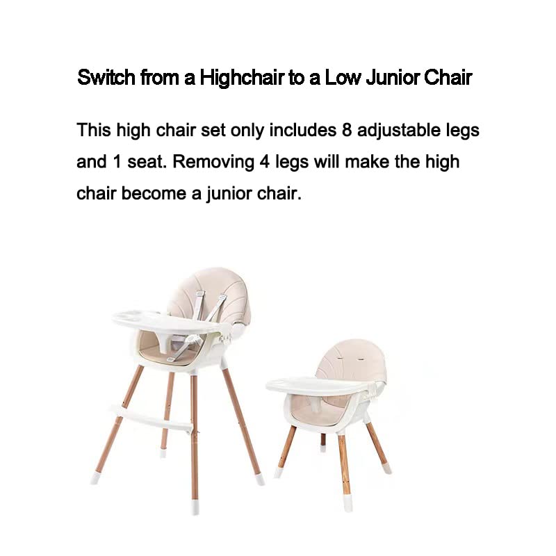 PandaEar 3-in-1 High Chairs for Babies Toddlers, Convertible Infant Highchair with Removable Tray & Safety Harness Adjustable Legs - Image 2
