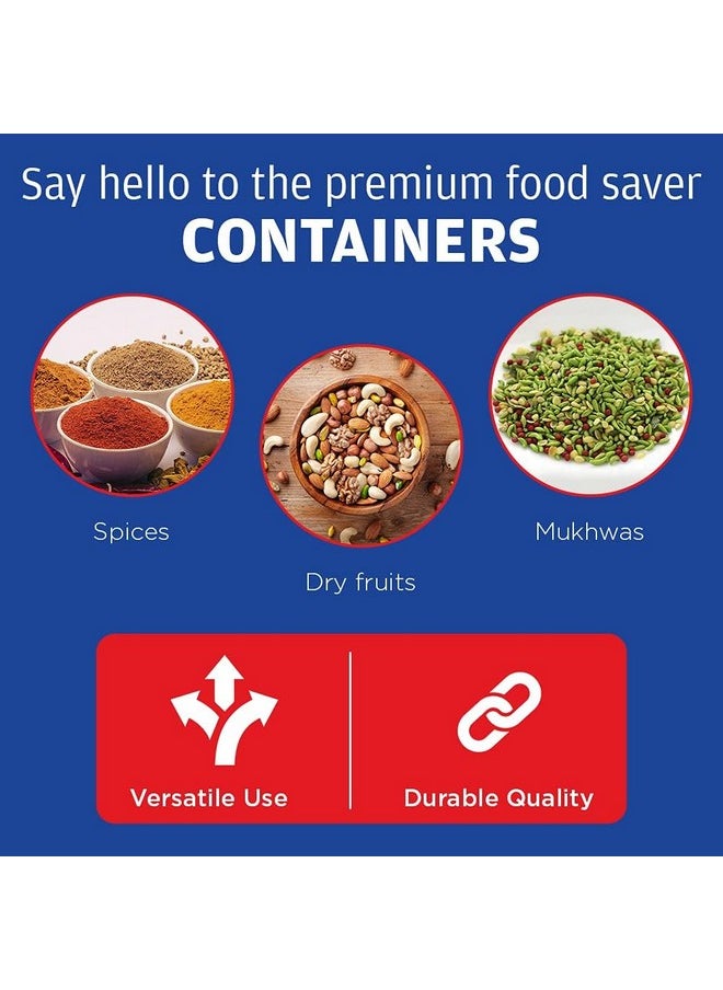 Primeway® Plastic Air Tight Food Savers Jars | Spices Containers | Masala Boxes | Kitchen Canisters for Fridge | 275ml each | Pack of 16 Pcs (Blue)
