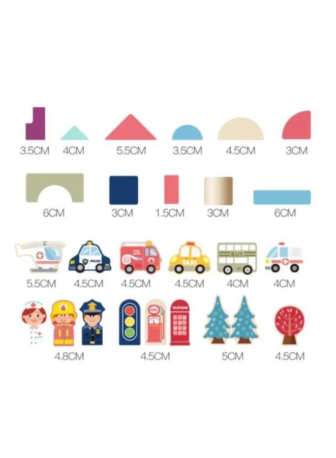 Wooden Large Education 165 pieces colorful city scene traffic bucket 36+ month children's toy building blocks - Image 5