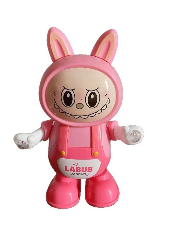 مونستر دمية لابوبو راقصة تعمل بالبطارية مع ضوء وصوت LABUBU تتحدث وتكرار الكلام (وردي) - Image 2
