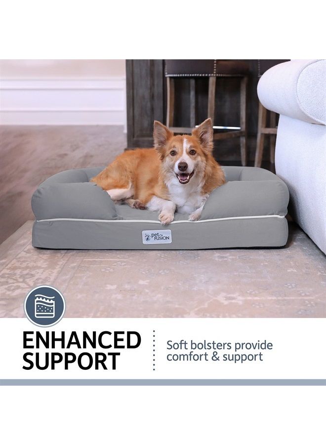 petfusion Ultimate Dog Bed, Orthopedic Memory Foam, Multiple Sizes/Colors, Medium Firmness Pillow, Waterproof Liner, YKK Zippers, Breathable 35% Cotton Cover, 1yr. Warranty,Slate Grey 