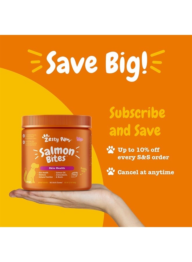 Zesty Paws Salmon Fish Oil Omega 3 for Dogs - with Wild Alaskan Salmon Oil - Skin & Coat + Seasonal Allergy Support - Hip & Joint Dog Supplement + EPA & DHA - 90 Bites - Salmon Flavor - Image 2