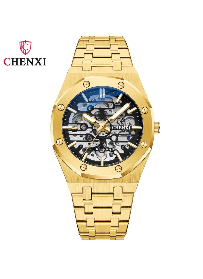 Chenxi - Men's Waterproof Stainless Steel Automatic Wristwatch Gold - Image 1