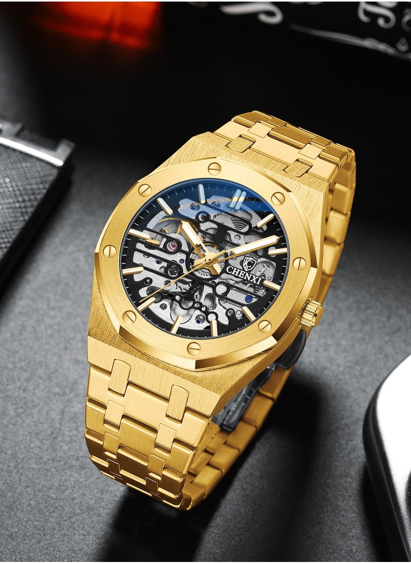 Chenxi - Men's Waterproof Stainless Steel Automatic Wristwatch Gold - Image 1