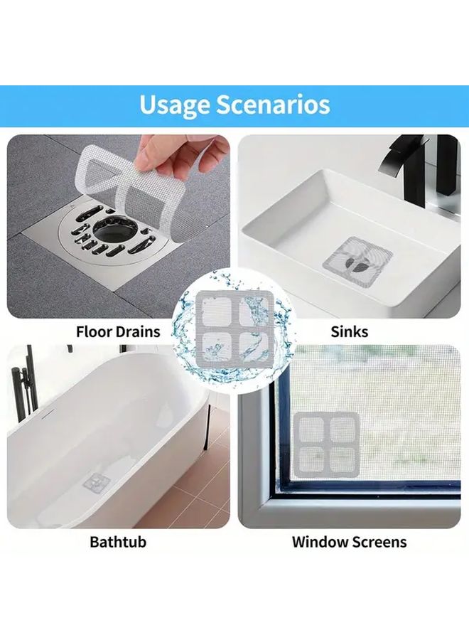 24 Pcs Grayish White Self Adhesive Mesh Drain Cover Stickers Anti Clogging Hair Catcher - Image 3