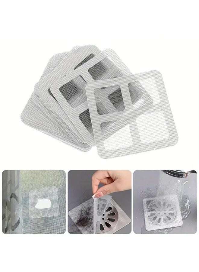 24 Pcs Grayish White Self Adhesive Mesh Drain Cover Stickers Anti Clogging Hair Catcher - Image 2
