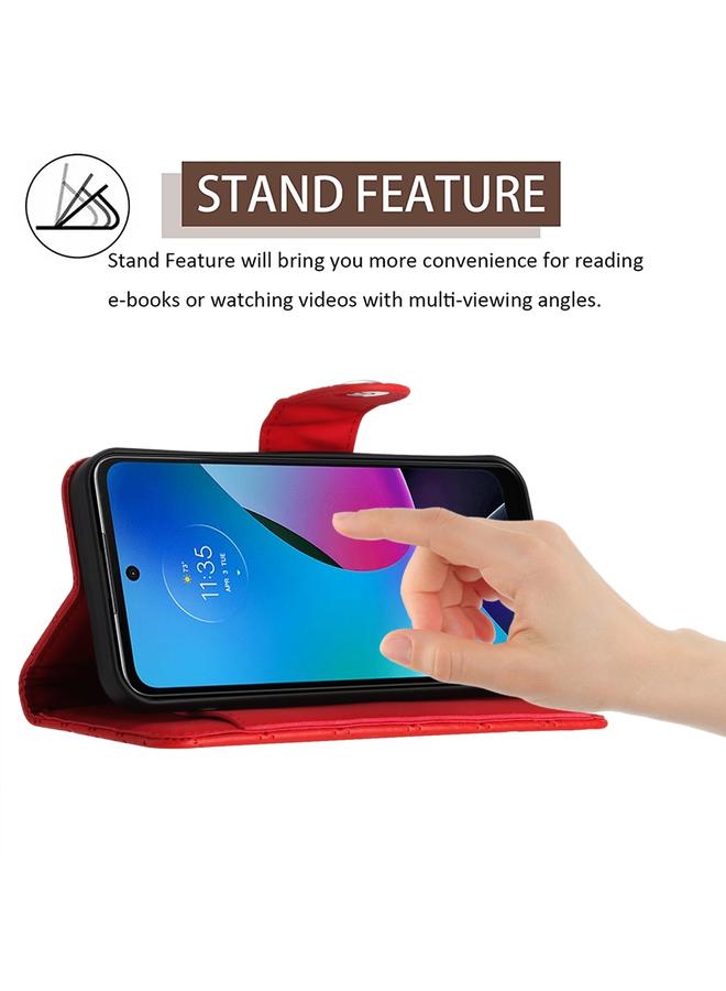 S-TOP Case For Motorola Moto G Play 2023 / G Pure Rhombic Texture Flip Leather Phone Case with Long Lanyard - Image 4